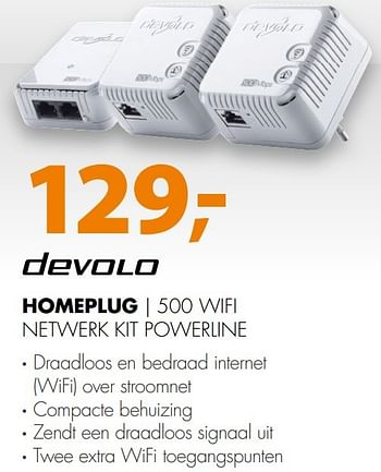 Aanbiedingen Devolo homeplug 500 wifi netwerk kit powerline - Devolo - Geldig van 28/11/2016 tot 04/12/2016 bij Expert