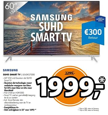 Aanbiedingen Samsung suhd smart tv ue60ks7000 - Samsung - Geldig van 28/11/2016 tot 04/12/2016 bij Expert