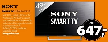 Aanbiedingen Sony smart tv kdl49wd759 - Sony - Geldig van 28/11/2016 tot 04/12/2016 bij Expert