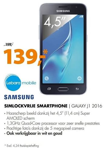 Aanbiedingen Samsung simlockvrije smartphone galaxy j1 2016 - Samsung - Geldig van 28/11/2016 tot 04/12/2016 bij Expert