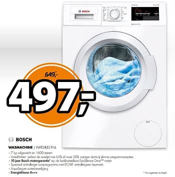 Aanbiedingen Bosch wasmachine wat28321nl - Bosch - Geldig van 28/11/2016 tot 04/12/2016 bij Expert