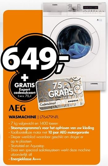 Aanbiedingen Aeg wasmachine l76479nfl - AEG - Geldig van 28/11/2016 tot 04/12/2016 bij Expert