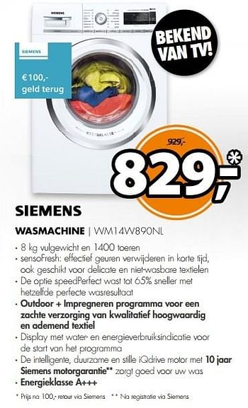 Aanbiedingen Siemens wasmachine wm14w890nl - Siemens - Geldig van 28/11/2016 tot 04/12/2016 bij Expert