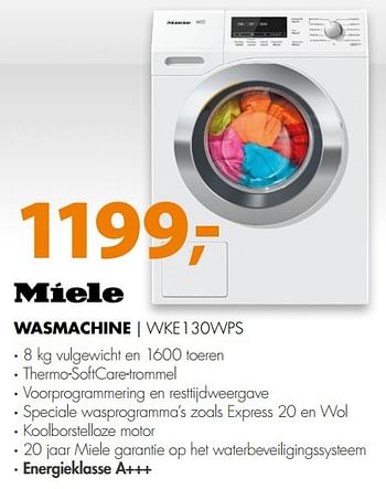 Aanbiedingen Miele wasmachine wke130wps - Miele - Geldig van 28/11/2016 tot 04/12/2016 bij Expert