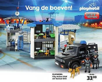 Aanbiedingen Playbil city action club set tactical unit - Playmobil - Geldig van 22/10/2016 tot 06/12/2016 bij Intertoys