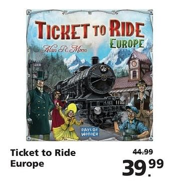 Aanbiedingen Ticket to ride europe - Days of Wonder - Geldig van 22/10/2016 tot 06/12/2016 bij Intertoys