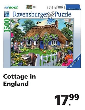 Aanbiedingen Cottage in england ravensburger puzzle - Ravensburger - Geldig van 22/10/2016 tot 06/12/2016 bij Intertoys