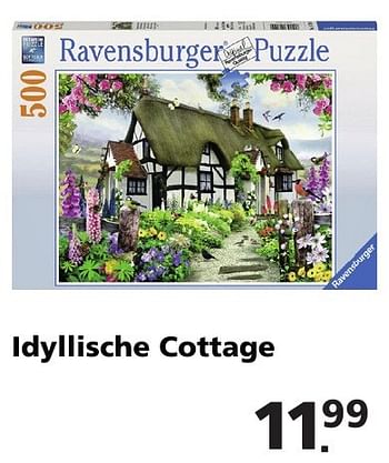 Aanbiedingen Idyllische cottage ravensburger puzzle - Ravensburger - Geldig van 22/10/2016 tot 06/12/2016 bij Intertoys