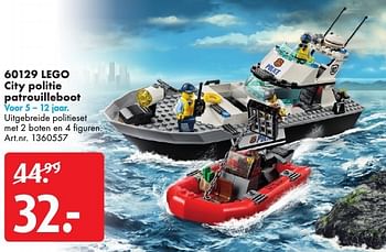 Aanbiedingen Lego city politie patrouilleboot - Lego - Geldig van 19/11/2016 tot 04/12/2016 bij Bart Smit