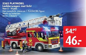 Aanbiedingen Playmobil ladderwagen met licht - Playmobil - Geldig van 19/11/2016 tot 04/12/2016 bij Bart Smit