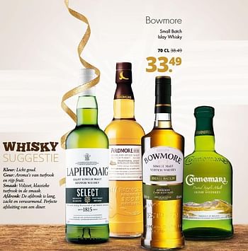 Aanbiedingen Bowmore small batch islay whisky - Bowmore - Geldig van 21/11/2016 tot 04/12/2016 bij Mitra