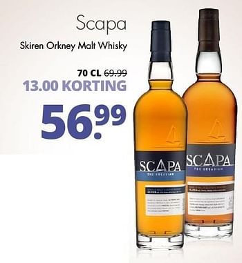 Aanbiedingen Scapa skiren orkney malt whisky - Scapa - Geldig van 21/11/2016 tot 04/12/2016 bij Mitra