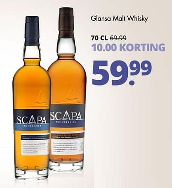 Aanbiedingen Scapa glansa malt whisky - Scapa - Geldig van 21/11/2016 tot 04/12/2016 bij Mitra