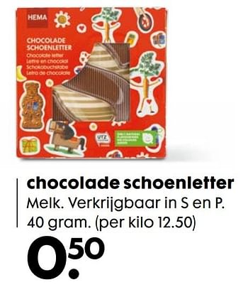 Aanbiedingen Chocolade schoenletter - Huismerk - Hema - Geldig van 06/11/2016 tot 05/12/2016 bij Hema