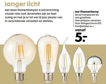Aanbiedingen Led­filamentlamp - Huismerk - Hema - Geldig van 06/11/2016 tot 05/12/2016 bij Hema