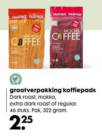 Aanbiedingen Grootverpakking koffiepads - Huismerk - Hema - Geldig van 06/11/2016 tot 05/12/2016 bij Hema