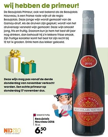 Aanbiedingen Beaujolais nouveau 2016 - Rode wijnen - Geldig van 06/11/2016 tot 05/12/2016 bij Hema