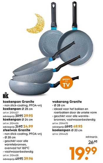 Aanbiedingen Koekenpan granite koekenpan - BK - Geldig van 13/11/2016 tot 05/12/2016 bij Blokker