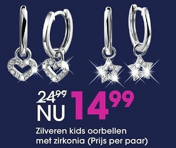 Aanbiedingen Zilveren kids oorbellen met zirkonia - Huismerk - Lucardi - Geldig van 13/11/2016 tot 05/12/2016 bij Lucardi