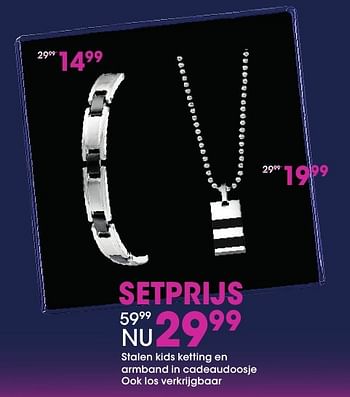 Aanbiedingen Stalen kids ketting en armband in cadeaudoosje - Huismerk - Lucardi - Geldig van 13/11/2016 tot 05/12/2016 bij Lucardi