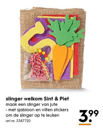 Aanbiedingen Slinger welkom sint + piet - Huismerk - Blokker - Geldig van 13/11/2016 tot 05/12/2016 bij Blokker