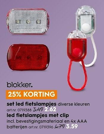 Aanbiedingen Set led fietslampjes - Huismerk - Blokker - Geldig van 13/11/2016 tot 05/12/2016 bij Blokker