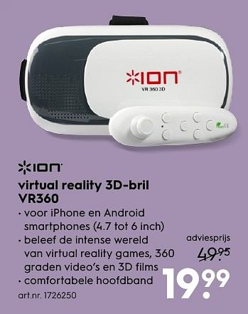 Aanbiedingen Ion virtual reality 3d-bril vr360 - Ion - Geldig van 13/11/2016 tot 05/12/2016 bij Blokker