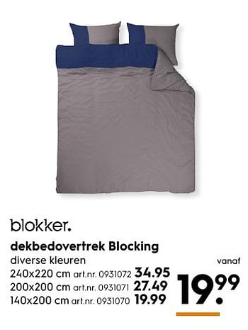 Aanbiedingen Dekbedovertrek blocking - Huismerk - Blokker - Geldig van 13/11/2016 tot 05/12/2016 bij Blokker
