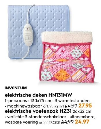 Aanbiedingen Inventum elektrische deken hn131mw - Inventum - Geldig van 13/11/2016 tot 05/12/2016 bij Blokker