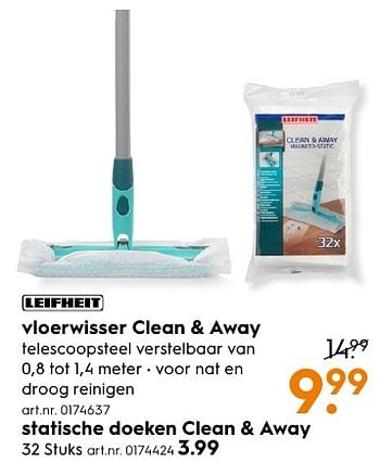 Aanbiedingen Vloerwisser clean + away - Leifheit - Geldig van 13/11/2016 tot 05/12/2016 bij Blokker