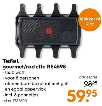 Aanbiedingen Tefal gourmet-raclette re4598 - Tefal - Geldig van 13/11/2016 tot 05/12/2016 bij Blokker