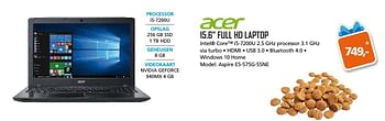 Aanbiedingen Acer full hd laptop aspire e5-575g-55ne - Acer - Geldig van 17/11/2016 tot 05/12/2016 bij ITprodeals