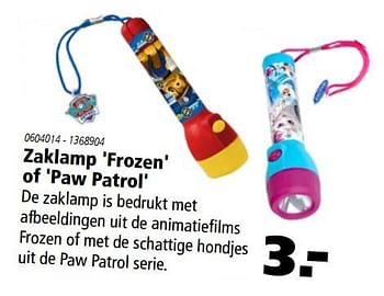 Aanbiedingen Zaklamp frozen of paw patrol - Huismerk - Marskramer - Geldig van 20/11/2016 tot 05/12/2016 bij Marskramer