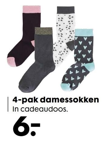 Aanbiedingen 4-pak damessokken - Huismerk - Hema - Geldig van 20/11/2016 tot 05/12/2016 bij Hema