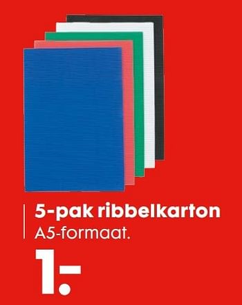 Aanbiedingen 5-pak ribbelkarton - Huismerk - Hema - Geldig van 20/11/2016 tot 05/12/2016 bij Hema
