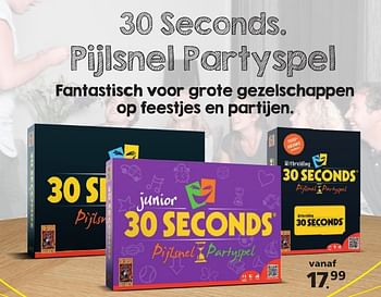 Aanbiedingen 30 seconds pijlsnel partyspel - 999games - Geldig van 14/11/2016 tot 06/12/2016 bij Intertoys