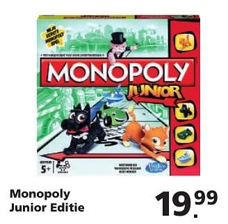 Aanbiedingen Monopoly junior editie - Hasbro - Geldig van 14/11/2016 tot 06/12/2016 bij Intertoys