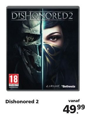 Aanbiedingen Dishonored 2 - Bethesda Game Studios - Geldig van 14/11/2016 tot 06/12/2016 bij Intertoys