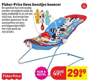 Aanbiedingen Fisher-price lieve beestjes bouncer - Fisher-Price - Geldig van 24/10/2016 tot 19/12/2016 bij Kruidvat