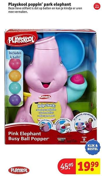 Aanbiedingen Playskool poppin` park elephant - Playskool - Geldig van 24/10/2016 tot 19/12/2016 bij Kruidvat