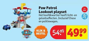 Aanbiedingen Paw patrol lookout playset - PAW  PATROL - Geldig van 24/10/2016 tot 19/12/2016 bij Kruidvat