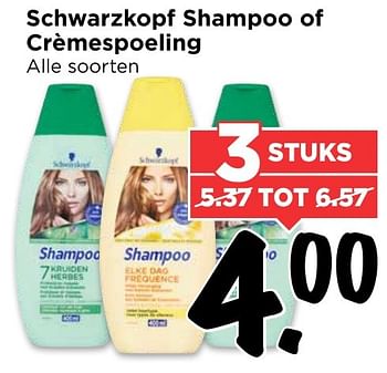 Aanbiedingen Schwarzkopf shampoo of crèmespoeling - Schwartzkopf - Geldig van 27/11/2016 tot 03/12/2016 bij Vomar