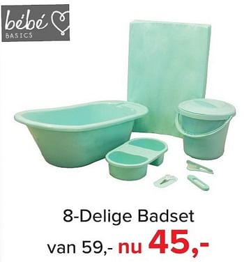 Aanbiedingen 8-delige badset - Huismerk - Baby-Dump - Geldig van 04/11/2016 tot 11/12/2016 bij Baby-Dump