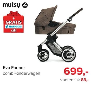 Aanbiedingen Evo farmer combi-kinderwagen - Mutsy - Geldig van 04/11/2016 tot 11/12/2016 bij Baby-Dump