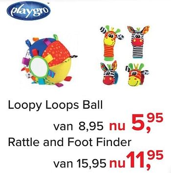 Aanbiedingen Loopy loops ball - Playgro - Geldig van 04/11/2016 tot 11/12/2016 bij Baby-Dump