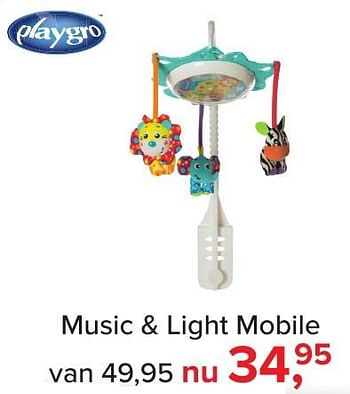 Aanbiedingen Music + light mobile - Playgro - Geldig van 04/11/2016 tot 11/12/2016 bij Baby-Dump
