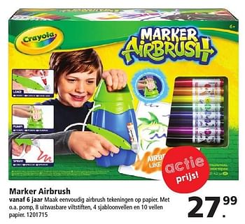 Aanbiedingen Marker airbrush - Crayola - Geldig van 19/11/2016 tot 12/12/2016 bij Intertoys