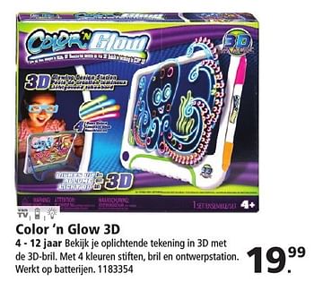 Aanbiedingen Color `n glow 3d - Tech 4 Kids - Geldig van 19/11/2016 tot 12/12/2016 bij Intertoys