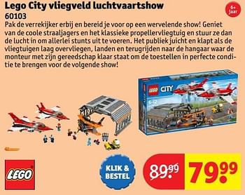 Aanbiedingen Lego city vliegveld luchtvaartshow - Lego - Geldig van 24/10/2016 tot 19/12/2016 bij Kruidvat