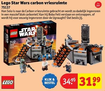 Aanbiedingen Lego star wars carbon vriesruimte - Lego - Geldig van 24/10/2016 tot 19/12/2016 bij Kruidvat